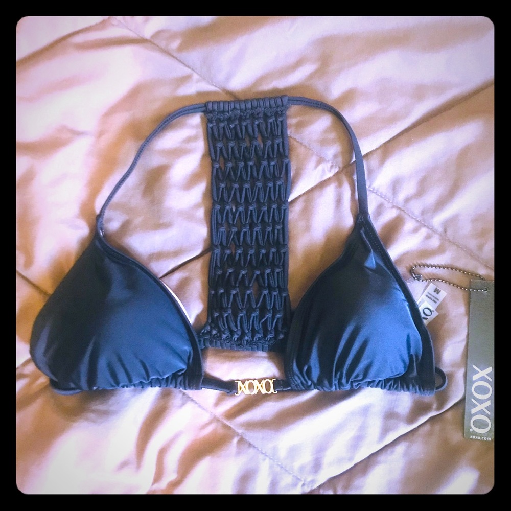 XOXO Black Racerback Bikini Top